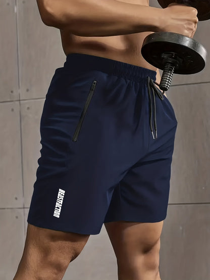 Męskie szorty sportowe do fitnessu, krótkie spodenki z kieszeniami na zamek błyskawiczny