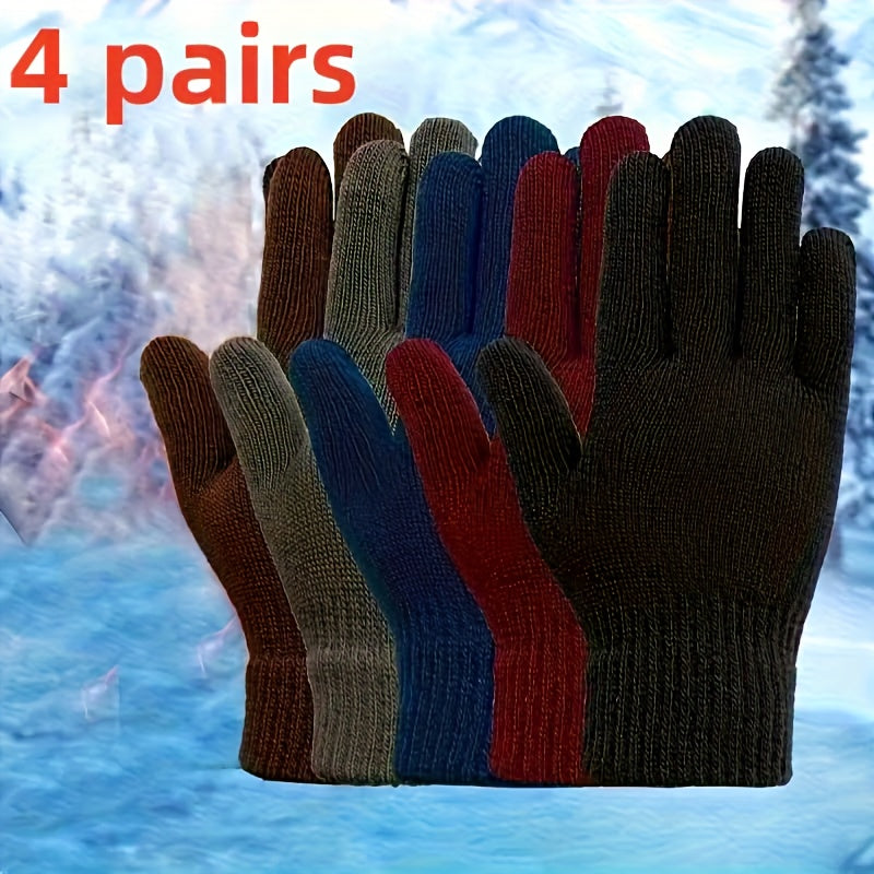 Unisex-strikhandsker med 5-fingerdesign i grå, blå, bordeaux, sort og brun