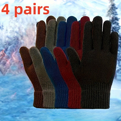 Unisex-strikhandsker med 5-fingerdesign i grå, blå, bordeaux, sort og brun