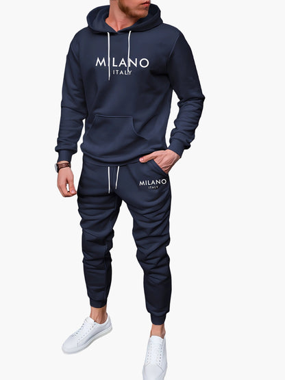 Herren träningsset Milano Italy – Urban fritidshoodie och joggingbyxor för vardag och sport
