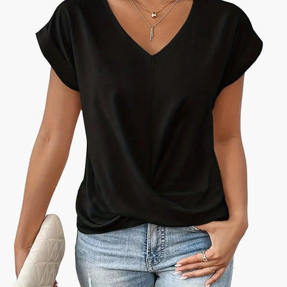 Blusa elegante de mujer con escote en V y diseño cruzado para el día a día y la oficina