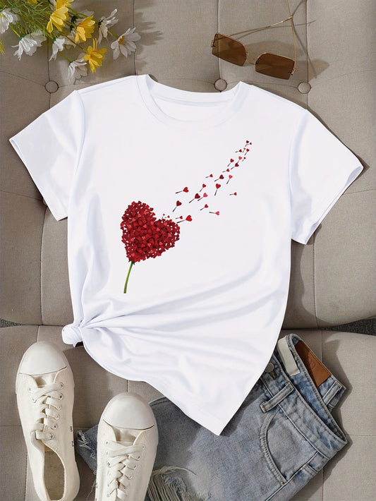 Dames T-shirt met hartmotief – Casual stijl voor dagelijks gebruik en vrije tijd