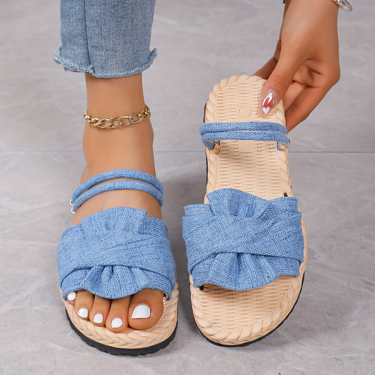 Damen Sommer Sandalen mit Schleife und Knöchelriemen – Bequeme Freizeitschuhe für Alltag & Urlaub