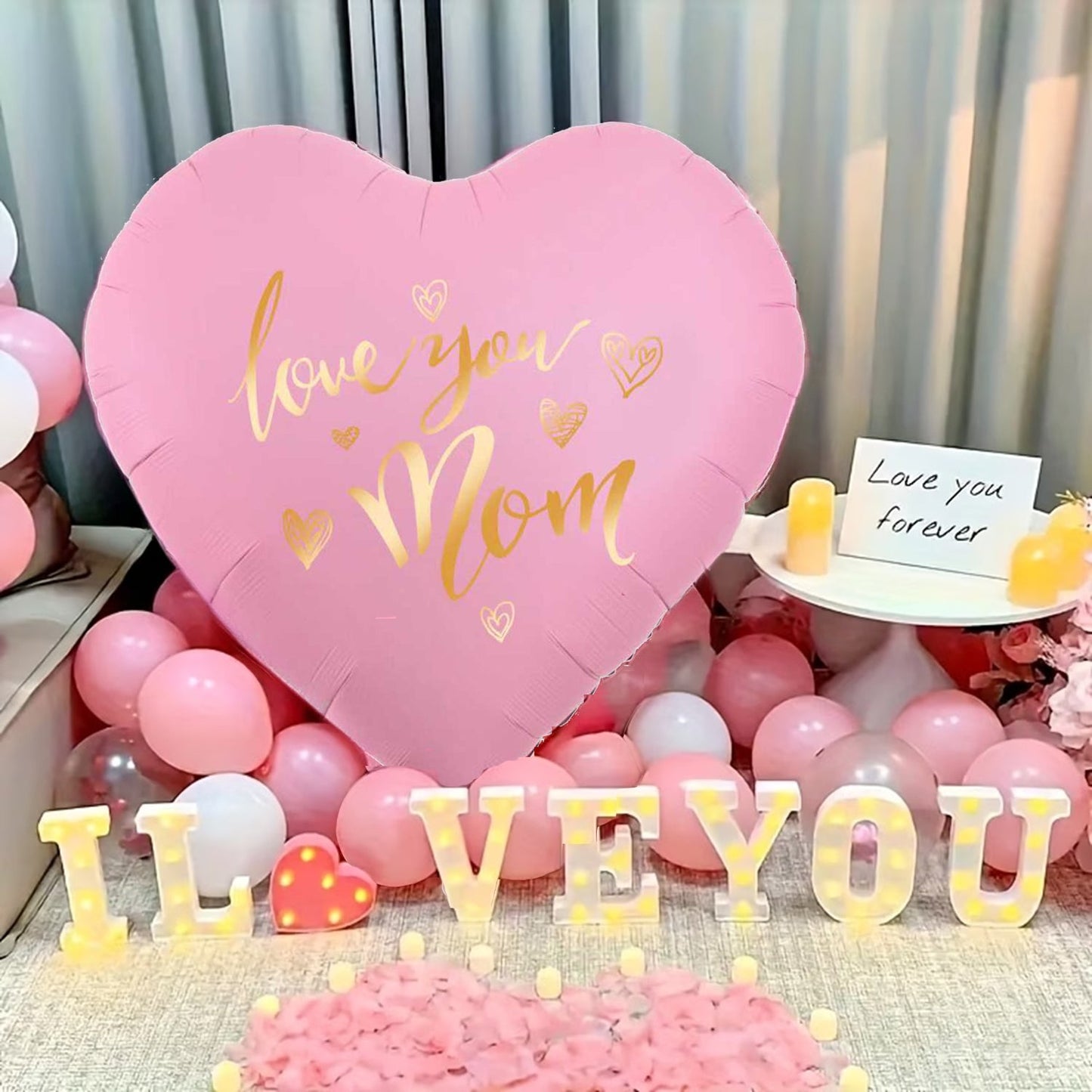 Ballon cœur avec inscription dorée pour femmes – Cadeau parfait pour la fête des mères ou un anniversaire, décoratif et élégant