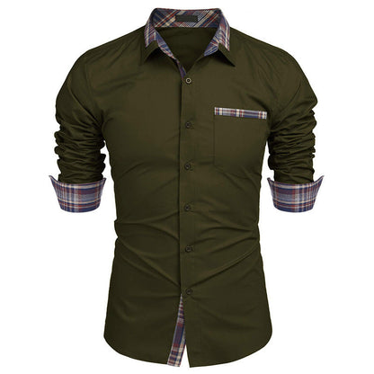 Herre slim fit fritidsskjorte med tern – Stilfuld langærmet business & casual skjorte