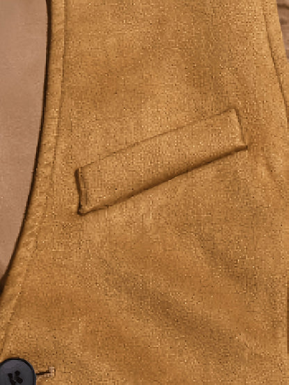 Herren Weste mit V-Ausschnitt, Knöpfen und Kette, Unifarben, Slim Fit