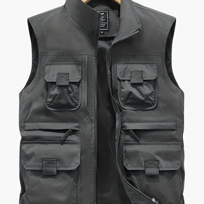 Herren Outdoor Utility-vest med flere lommer, fritidsvest for fiske, fotturer og fotografering