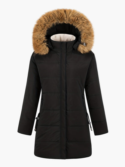 Damen Winterparka mit Kapuze und Kunstpelz – Modische warme Jacke für kalte Tage