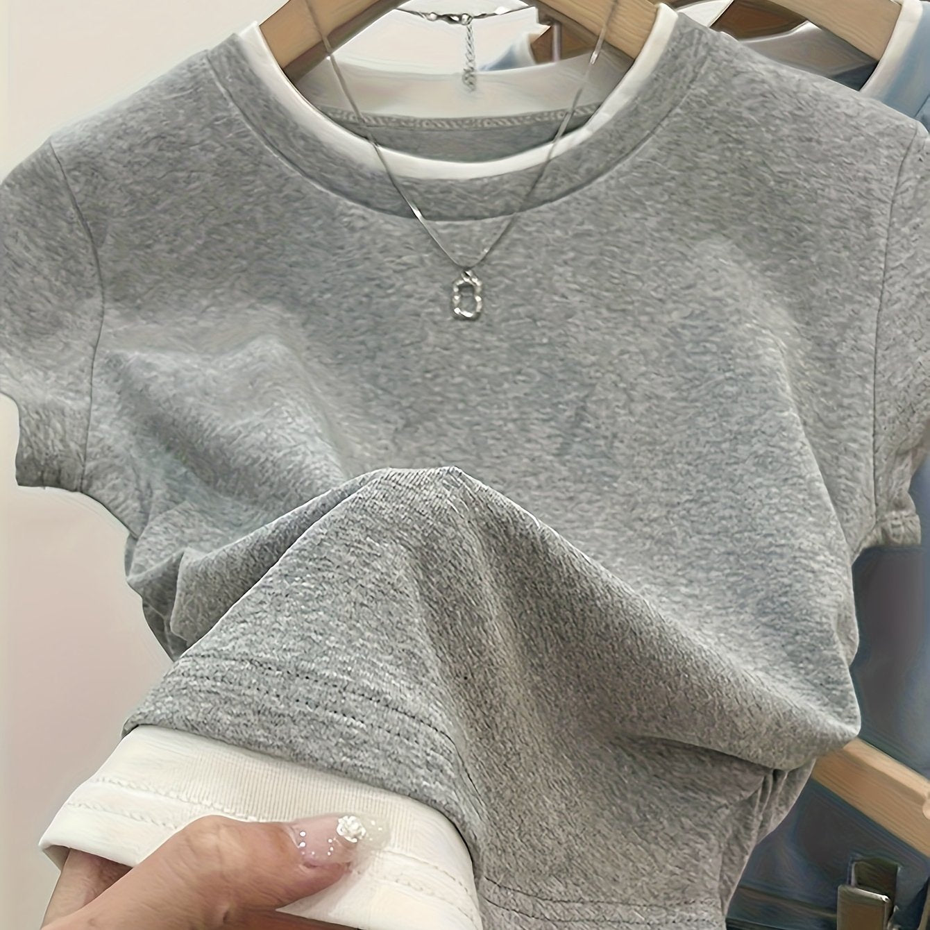 Dame Moderne Kortærmet Lag-på-lag Shirt til Casual & Street Style