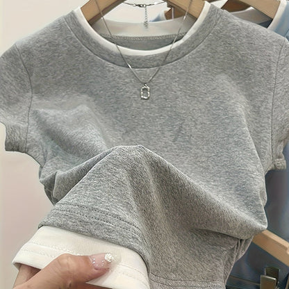 Dame Moderne Kortærmet Lag-på-lag Shirt til Casual & Street Style
