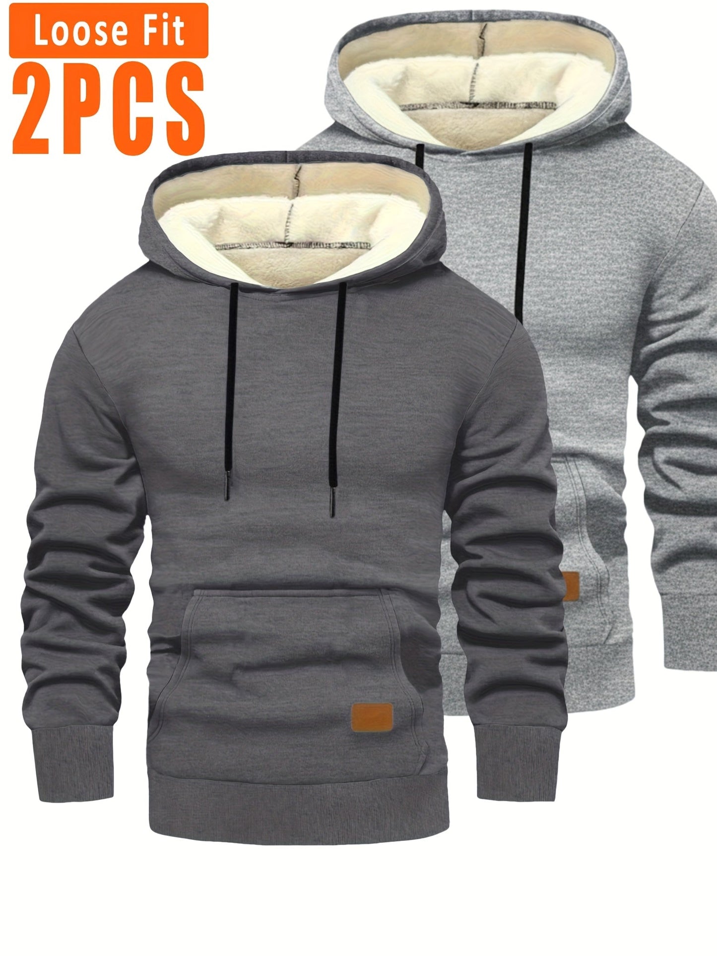 Pack de 2 sudaderas con capucha de corte holgado para hombre y forro interior suave