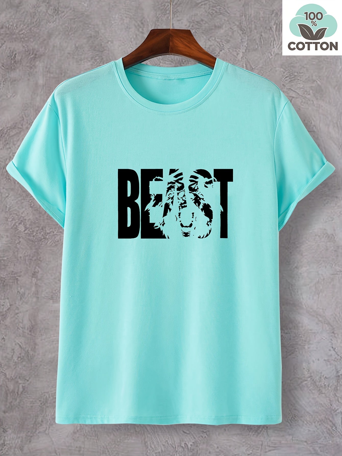 Herren T-Shirt im Urban Style mit „BEAST“-Print – Oversize, Streetwear, Motivdruck