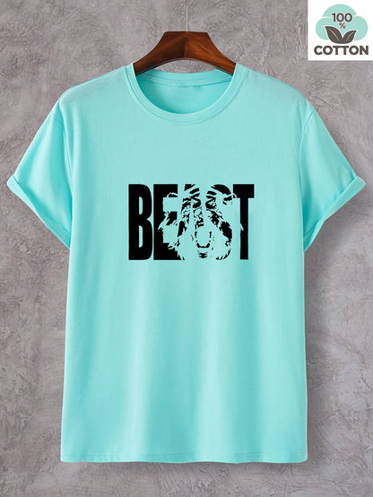 Herren T-Shirt im Urban Style mit „BEAST“-Print – Oversize, Streetwear, Motivdruck