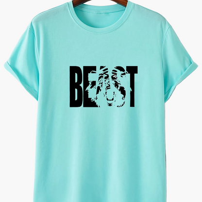 Herren T-Shirt im Urban Style mit „BEAST“-Print – Oversize, Streetwear, Motivdruck