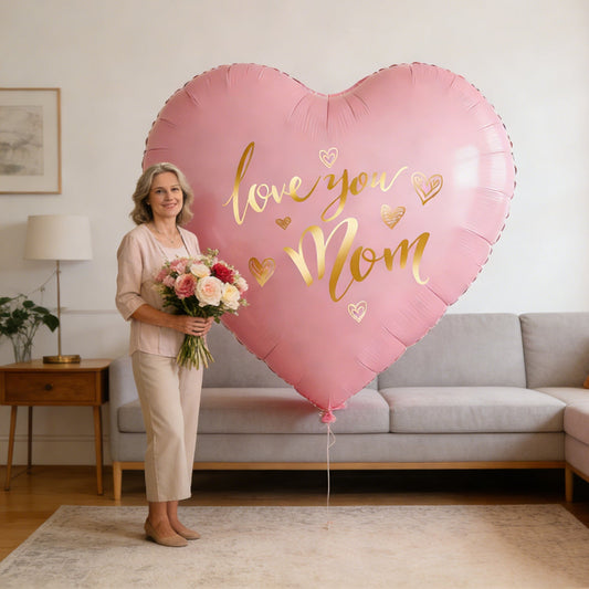 Herzballon mit Goldschrift für Damen – Perfektes Geschenk zum Muttertag oder Geburtstag, dekorativ und stilvoll