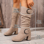 Hedvig | Kniehoge laarzen voor dames in slouchy look met dubbele gesp