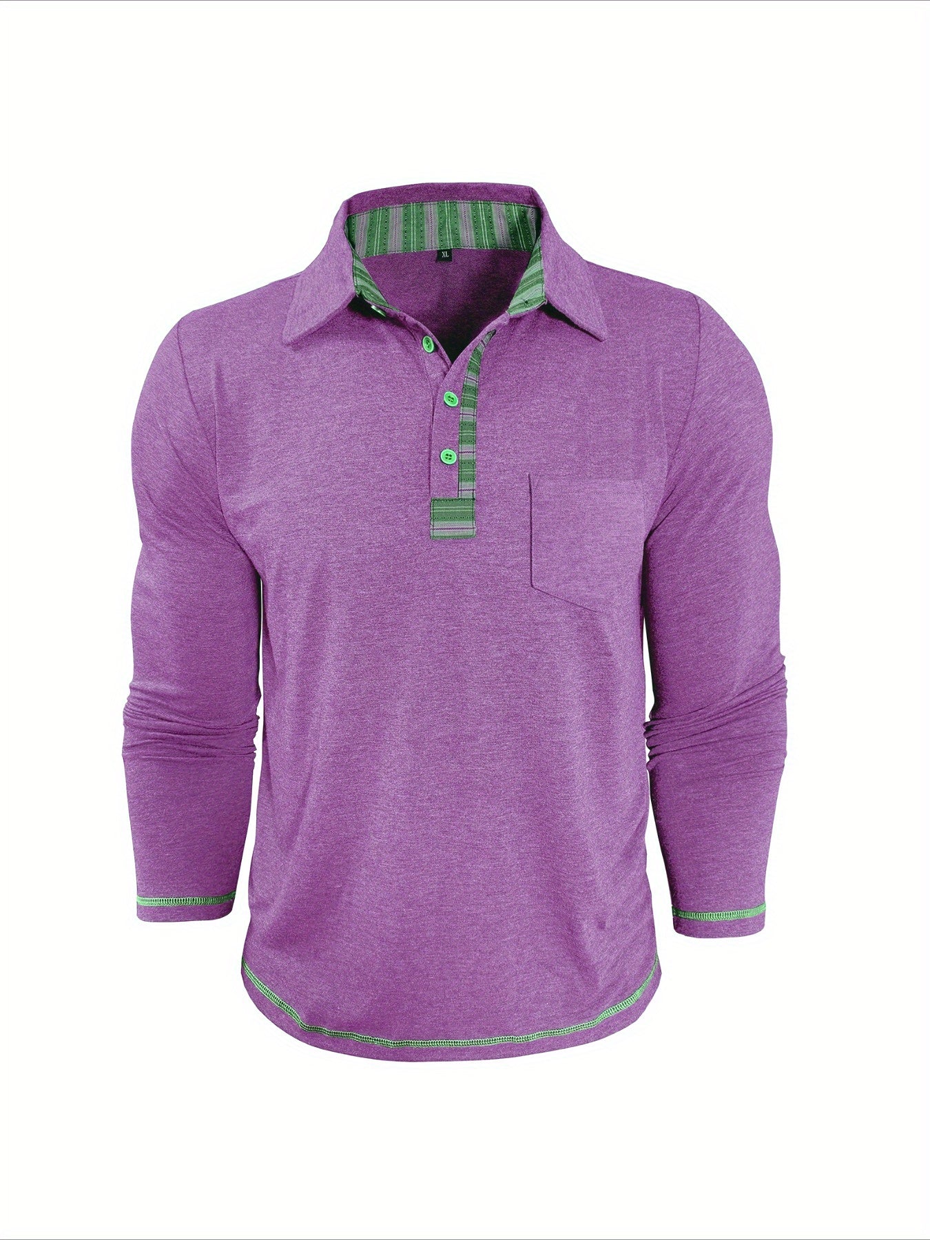 Herren Langarm Poloshirt mit Knopfleiste und Brusttasche