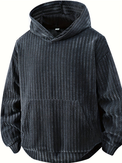 Sudadera con capucha y bolsillo canguro – Diseño acanalado, corte holgado