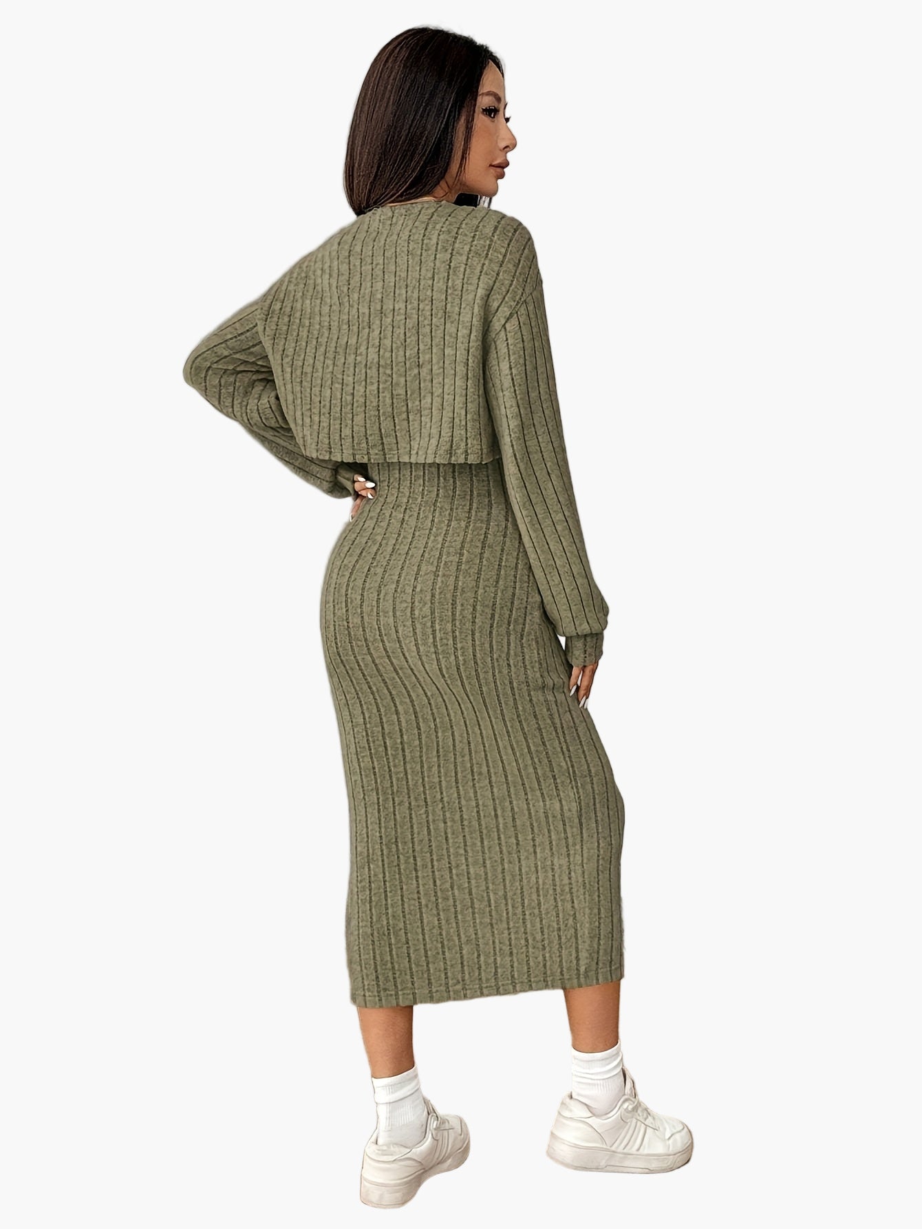 Set Completo Donna in Maglia – Elegante Motivo a Costine, Ideale per Quotidiano & Ufficio
