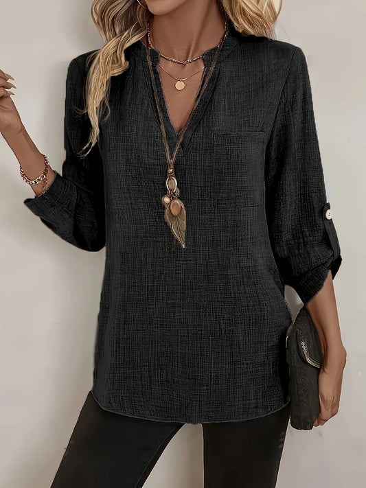 Dame tunika bluse i casual stil med V-hals – Perfekt for kontor, hverdag og fritid