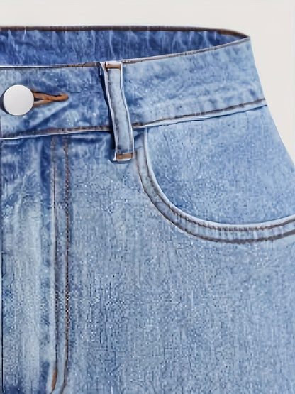 Gonna corta da donna in jeans con dettagli a fiocco e tasche – Gonna estiva alla moda per tempo libero e uso quotidiano