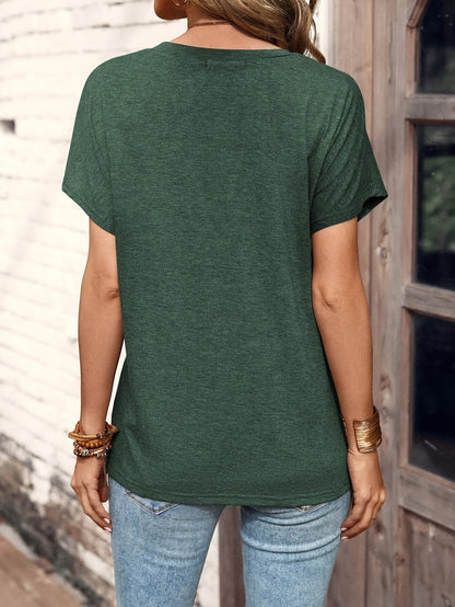 Maglietta Henley da donna con abbottonatura – Top casual a maniche corte per tutti i giorni e il tempo libero