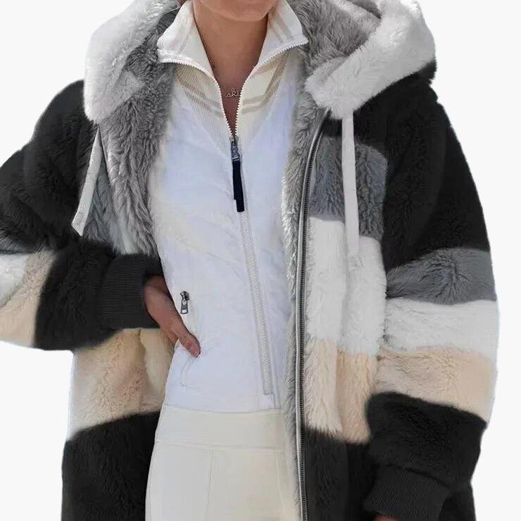 Veste d'hiver femme avec capuche et fermeture éclair – Manteau de loisirs tendance pour les jours froids