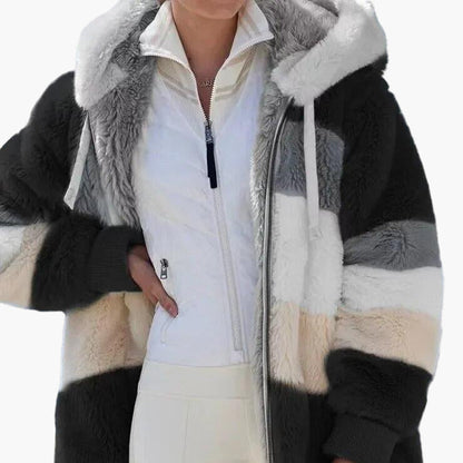 Veste d'hiver femme avec capuche et fermeture éclair – Manteau de loisirs tendance pour les jours froids