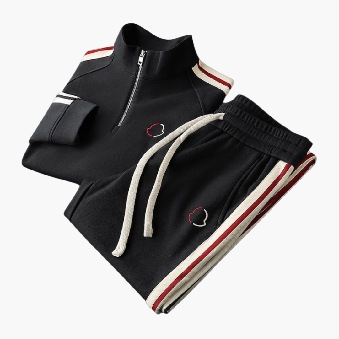 Męski dres nowoczesny sportowy na co dzień – stylowy komplet treningowy z półzamkiem i komfortem