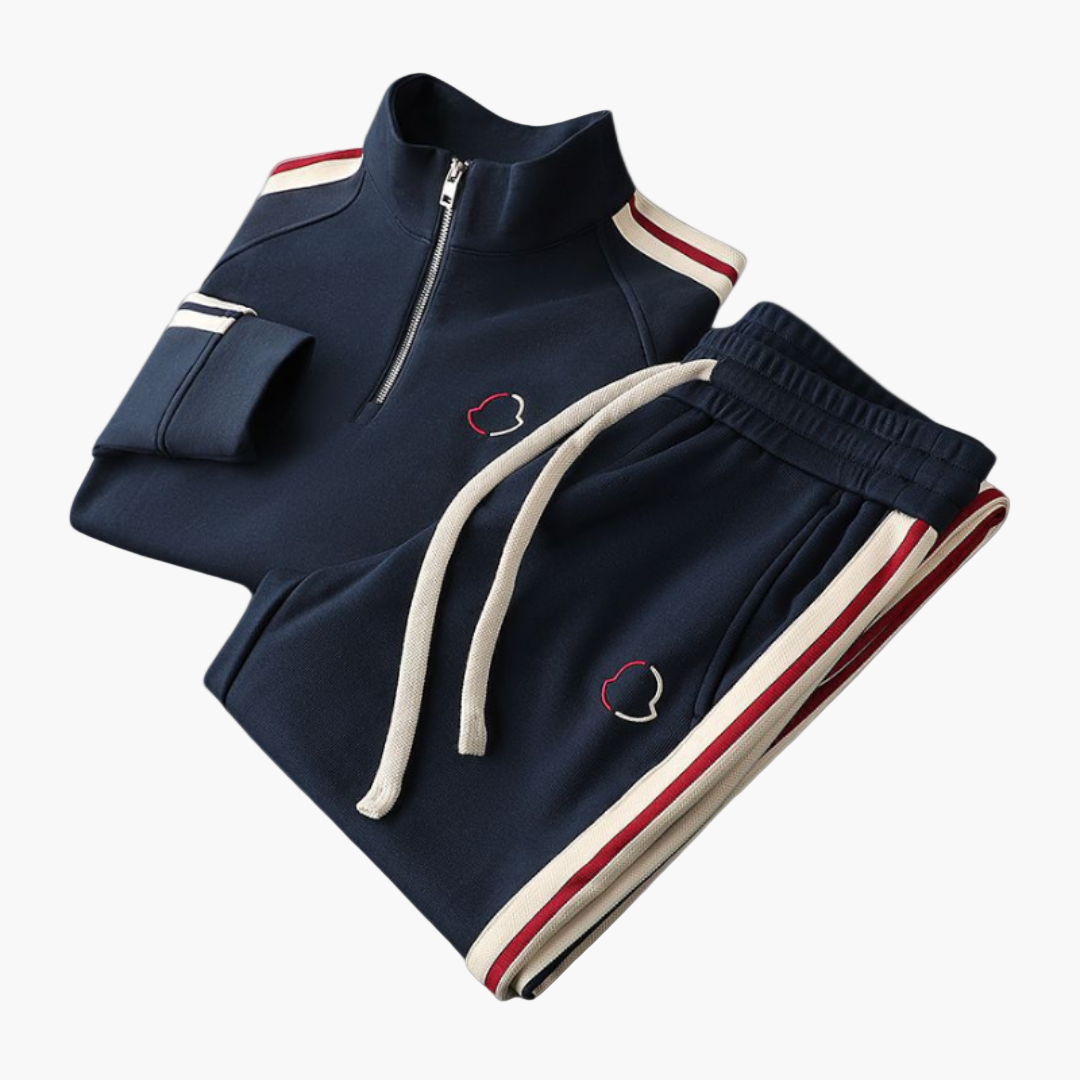 Męski dres nowoczesny sportowy na co dzień – stylowy komplet treningowy z półzamkiem i komfortem