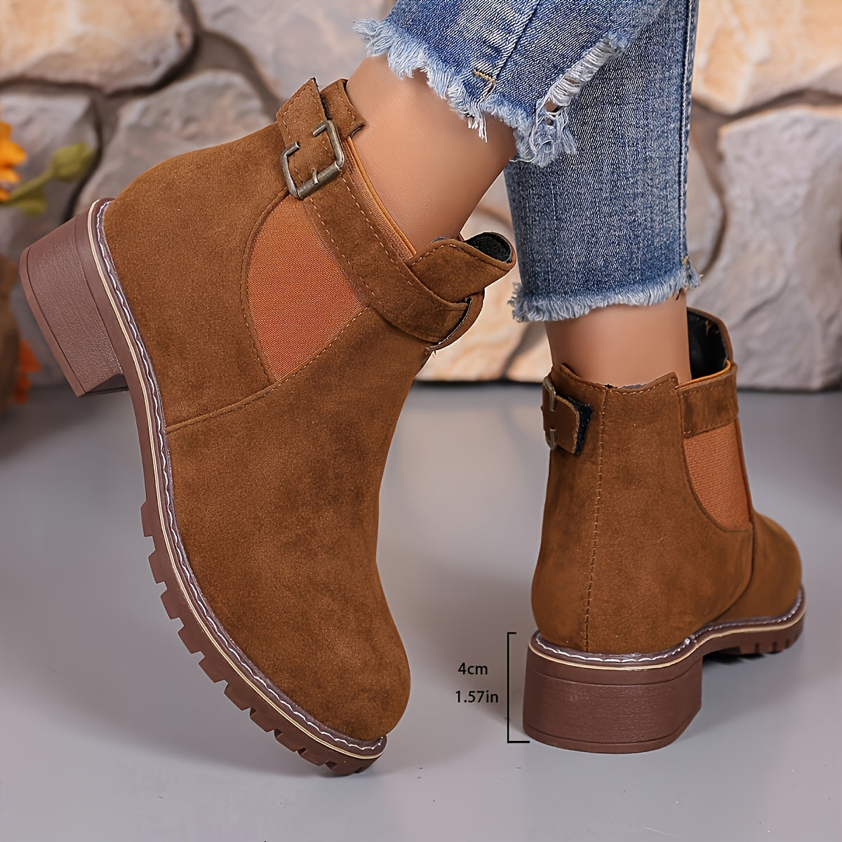 Nerida | Chelsea boots voor dames met blokhak en gespbandje