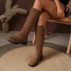 Halcyon | Kniehoge laarzen voor dames met goudkleurige knoopdetails