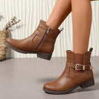 Jemima | Chelsea boot voor dames met westerngesp en blokhak
