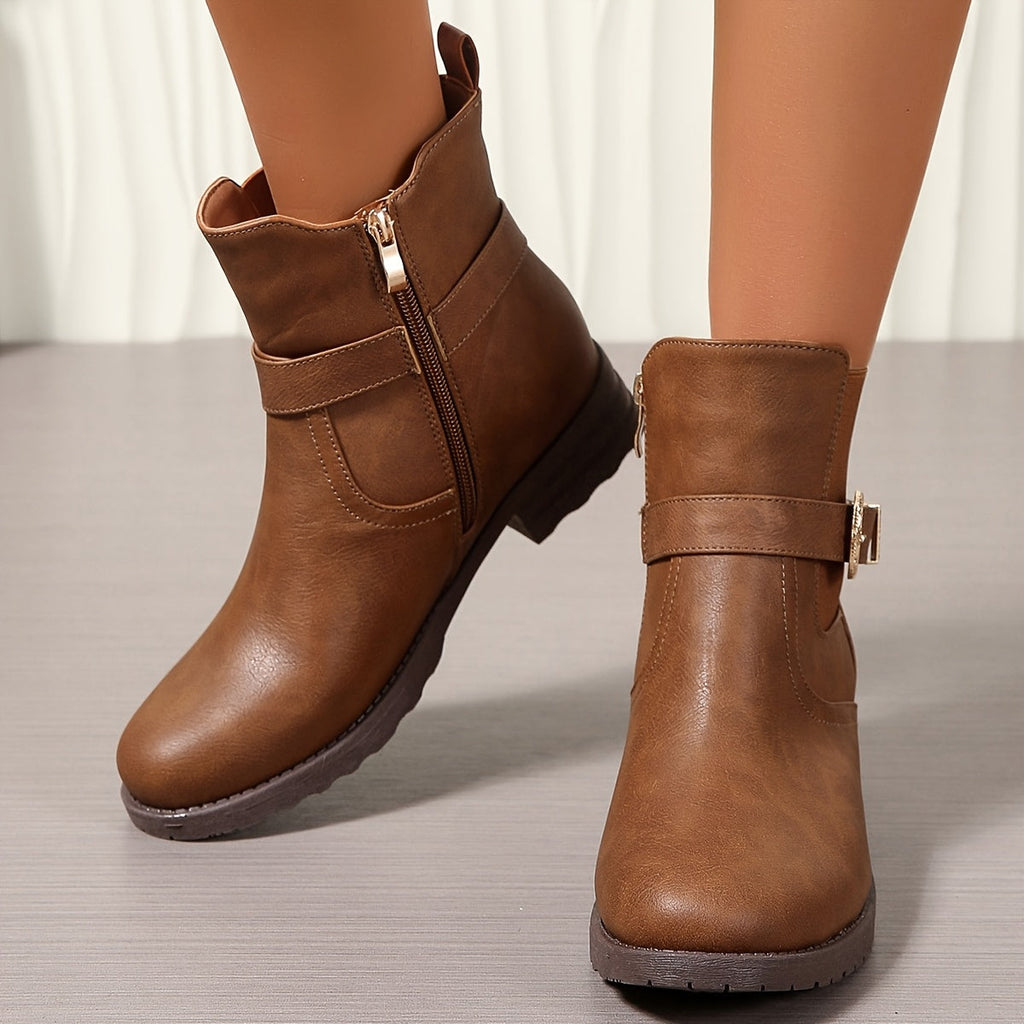 Jemima | Chelsea boot voor dames met westerngesp en blokhak