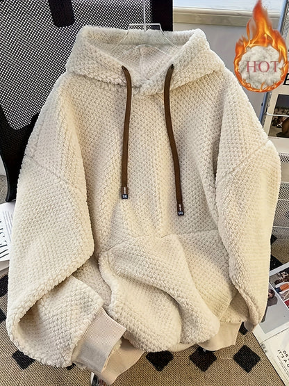 Unisex Teddy-Fleece Kapuzenpullover – Kuscheliger Hoodie mit Kängurutasche und Kordelzug