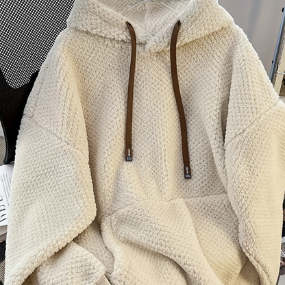 Unisex Teddy-Fleece Kapuzenpullover – Kuscheliger Hoodie mit Kängurutasche und Kordelzug