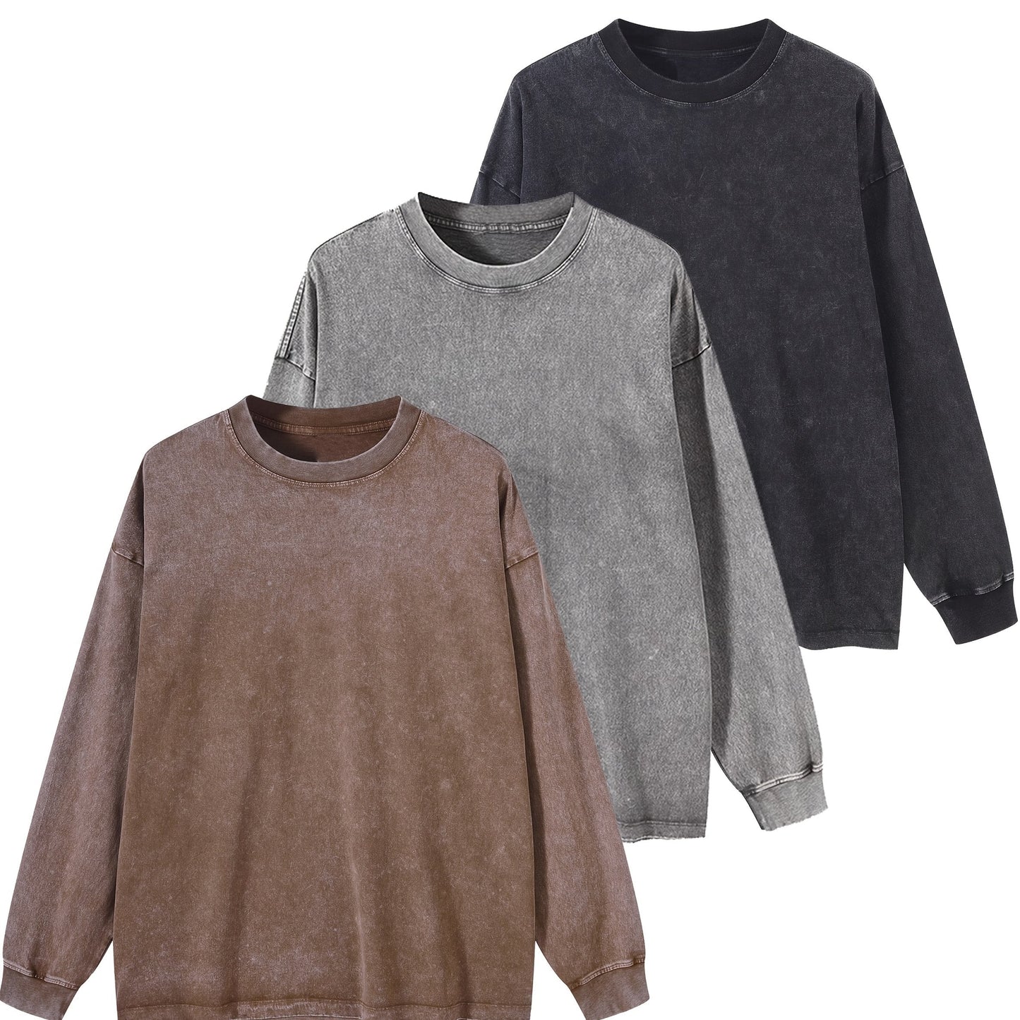 Sweatshirt Acid Washed Rundhalsausschnitt Langarm
