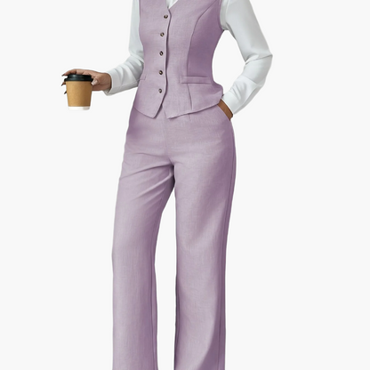 Dame Business Dress Sett Elegant med Vest og Bukse – Stilig Vår- og Sommerantrekk for Kontor og Hverdag