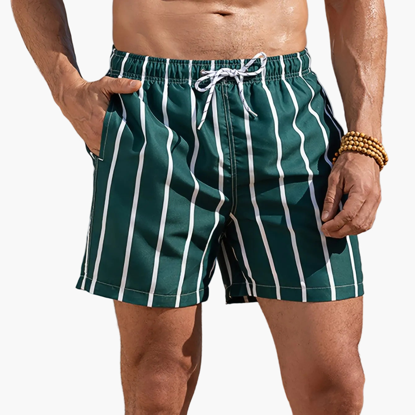 Bañadores de hombre con estampado de rayas – Shorts cómodos para tiempo libre en la playa y la piscina