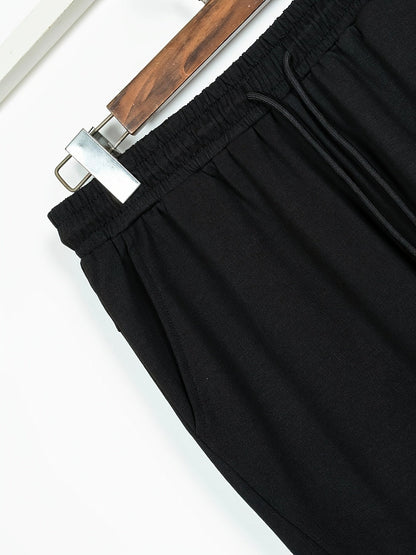 Herren Freizeitanzug Weiß Schwarz Langarm Shirt & Jogginghose Gesteppt