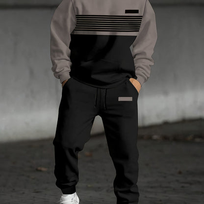 Herren Zweiteiler Trainingsanzug Hoodie & Jogginghose mit Streifenmuster