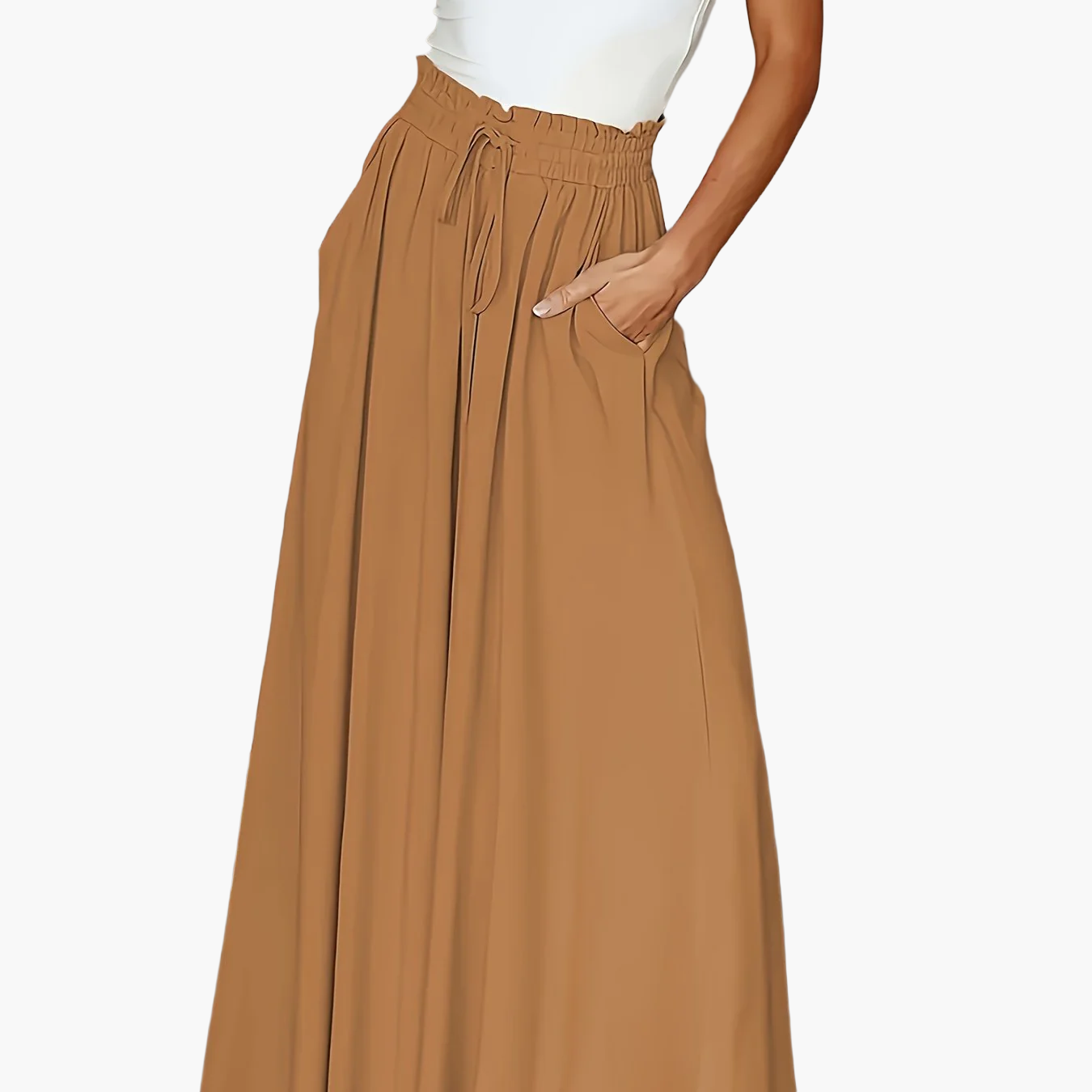 Dames maxirok met hoge taille en wijde pijpen – Elegante vrijetijdsstijl voor lente en zomer