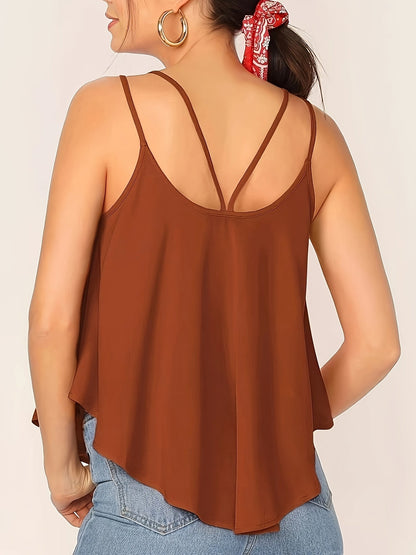 Top de verano para mujer con tirantes dobles y corte holgado – Camisola de moda para tiempo libre