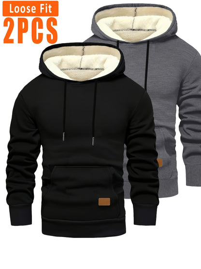 Pack de 2 sudaderas con capucha de corte holgado para hombre y forro interior suave
