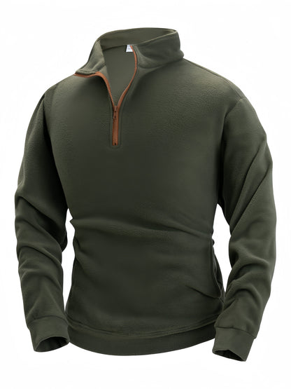 Fleece Pullover Herren Stehkragen Halb-Reißverschluss