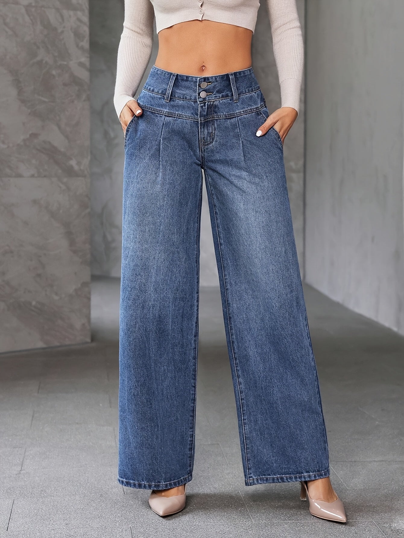 Damen High Waist Weite Jeans – Modische Flared Jeans für Freizeit & Alltag