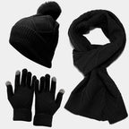 Breiset voor dames met muts, sjaal en handschoenen