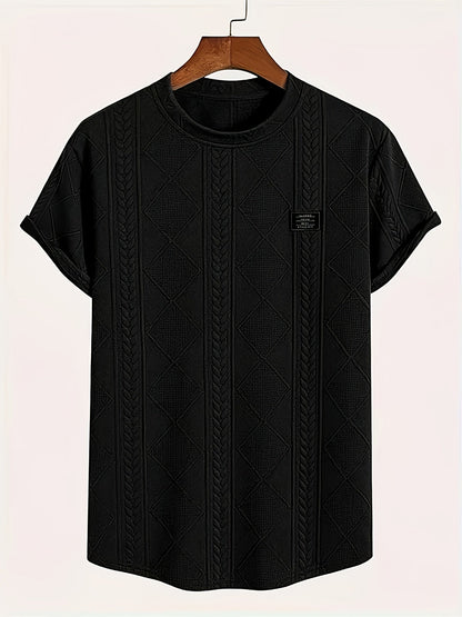 Herren T-Shirt im Strick-Look mit Rundhalsausschnitt, Casual Style, Sommer