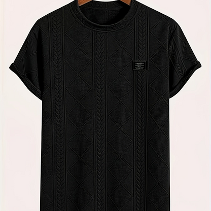 Herren T-Shirt im Strick-Look mit Rundhalsausschnitt, Casual Style, Sommer