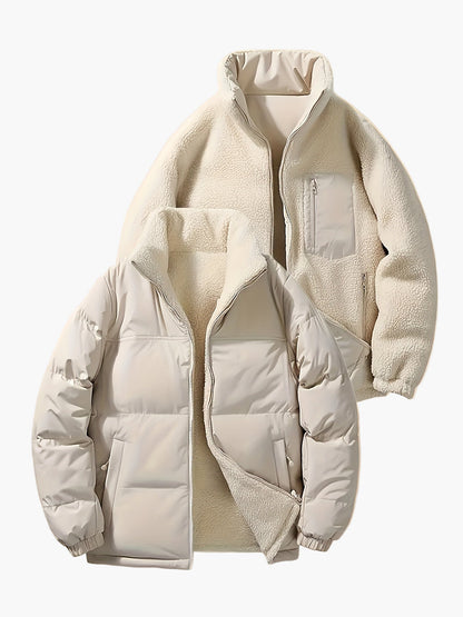 Veste polaire réversible pour homme style décontracté pour l'automne et l'hiver – Veste outdoor polyvalente pour les loisirs